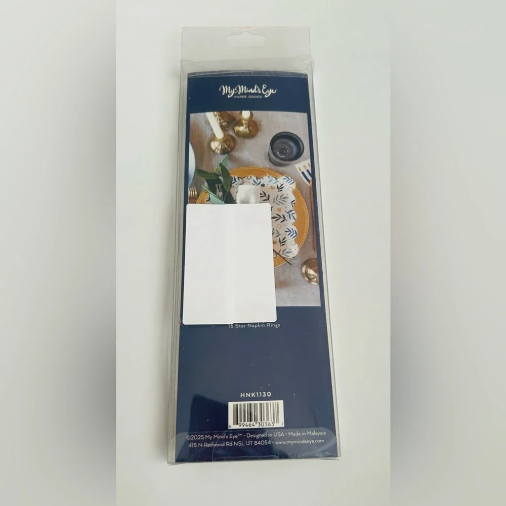 New 64 Blue Paper Napkin Rings Jewish Stars My Mind’s Eye made in Malaysia